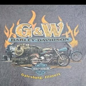 Vintage Y2k Harley Davidson 2003 Galesburg Illinois Train T-Shirt XXL